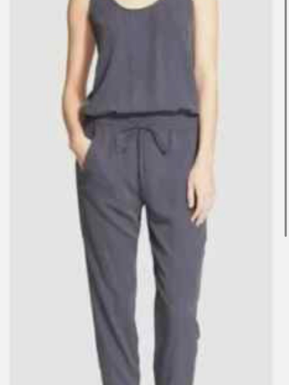 Vince Charcoal Gray Sleeveless Jumpsuit with Drawstring Waist